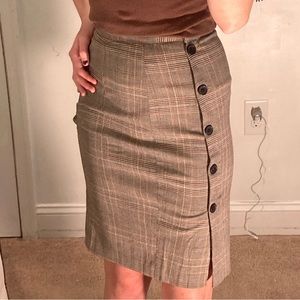 Plad Brown Womans Pencil Skirt